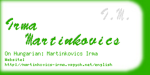 irma martinkovics business card
